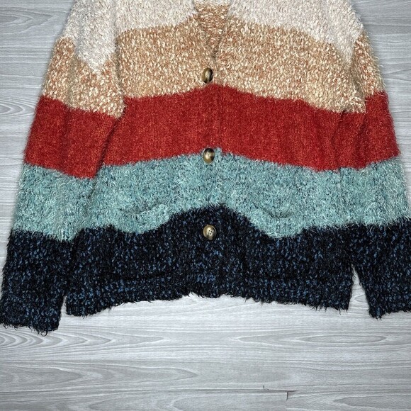 John Paul Richard EYELASH Striped Button Front Boxy Oversize Cardigan Women XXL - Picture 4 of 14